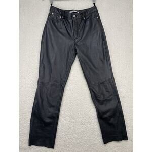 Tommy Hilfiger Leather Pants Womens 6 Black Lined Vintage Y2K Retro 2000 Biker